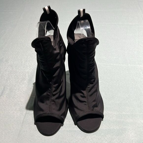 ASOS Black Spandex Ankle Open Toe Bootie Heels Size 9 B33 - Picture 2 of 8